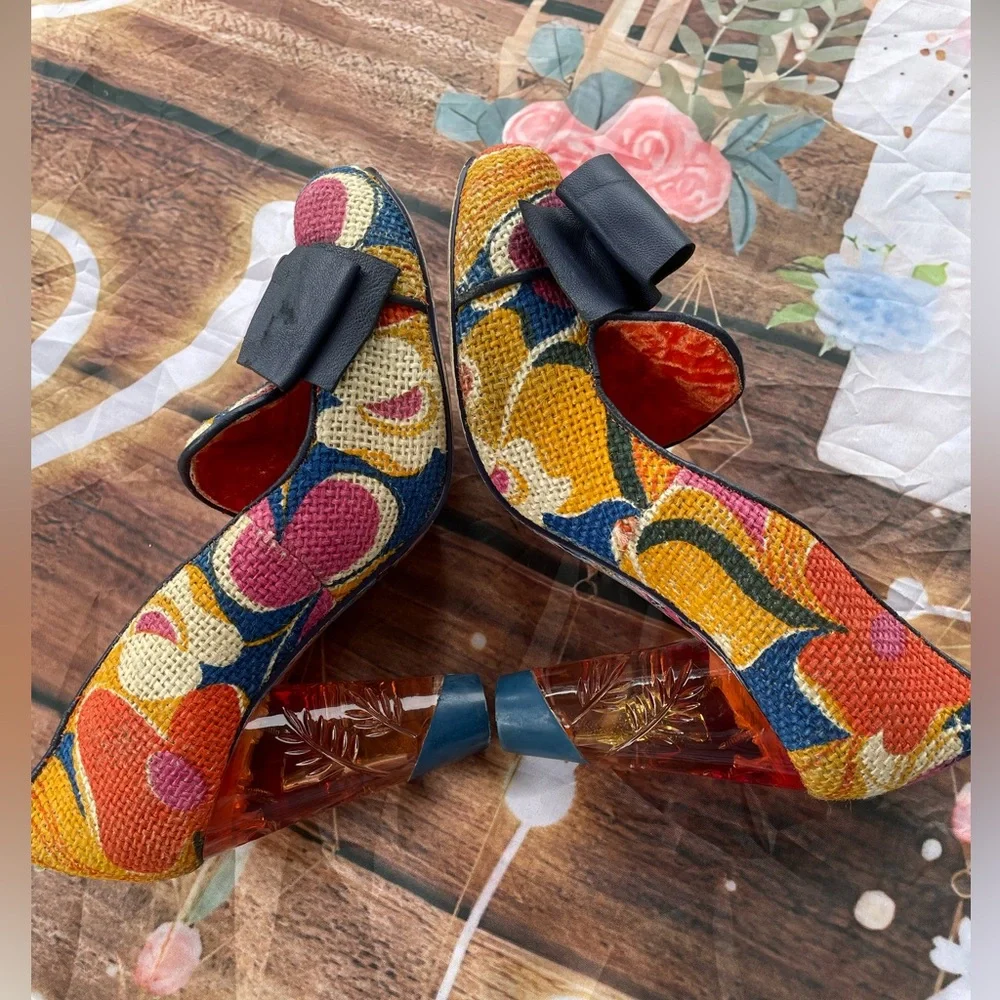 Irregular Choice Red and Orange Heels with Vibrant Design - Picture 5 of 16